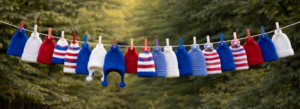 Clothesline of colorful ABC Hats